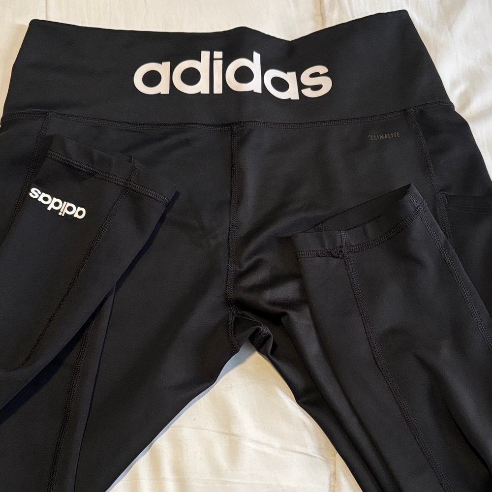 adidas Black Logo High-Waist Leggings